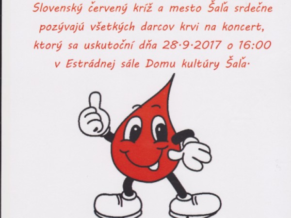 Pozvánka na koncert pre všetkých darcov krvi