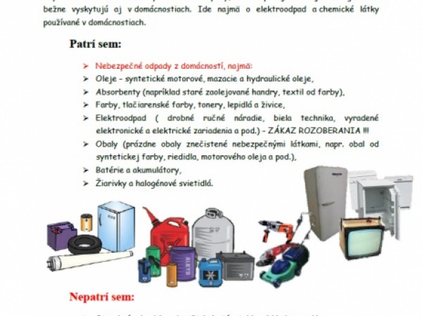 Zber elektroodpadu a nebezpečného odpadu dňa 21. októbra 2017