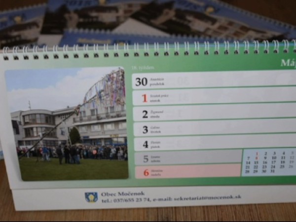 Upozornenie na prevzatie kalendára obce Močenok na rok 2018