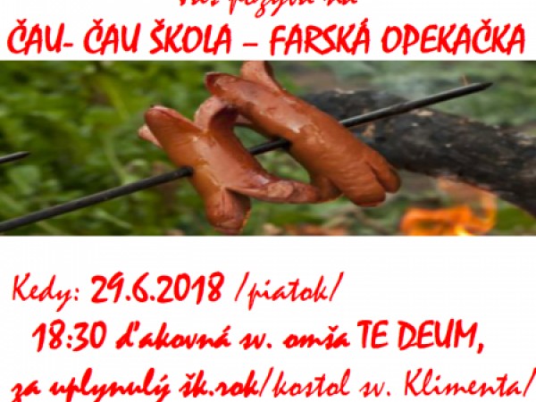 Čau - čau škola - Farská opekačka dňa 29.06.2018