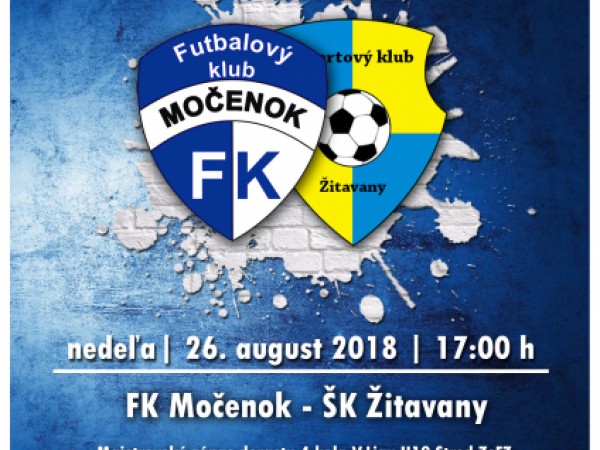 Pozvánka na majstrovský futbalový zápas dňa 26. augusta 2018