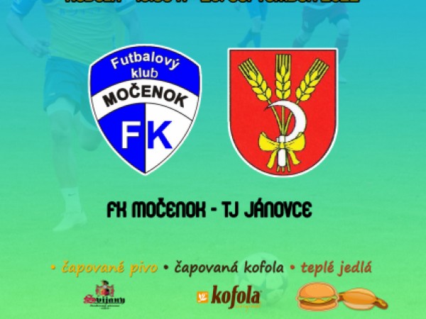 Futbalový klub Močenok pozýva na majstrovský futbalový zápas A-mužstva dňa 25.9.2022