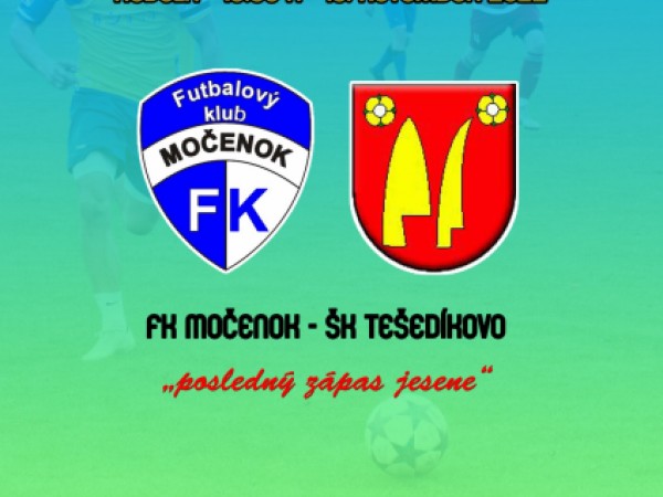 FK Močenok pozýva na majstrovský futbalový zápas dňa 13. novembra 2022