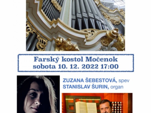 Pozvánka na organový koncert vo Farskom kostole sv. Klimenta dňa 10. decembra 2022