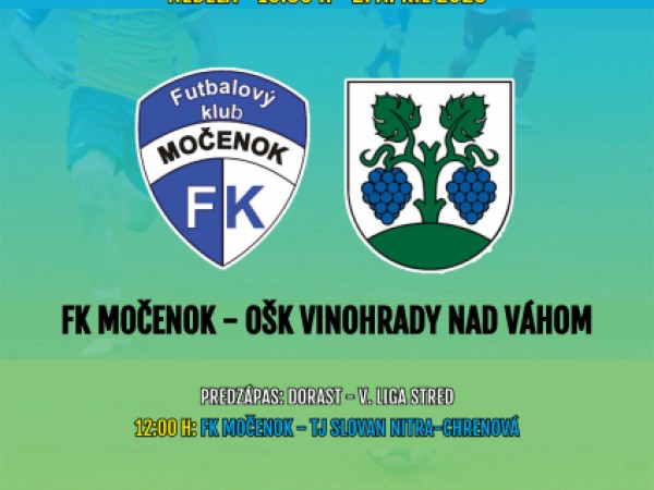 FK Močenok pozýva na domáci majstrovský zápas A-mužstva dňa 2. apríla 2023
