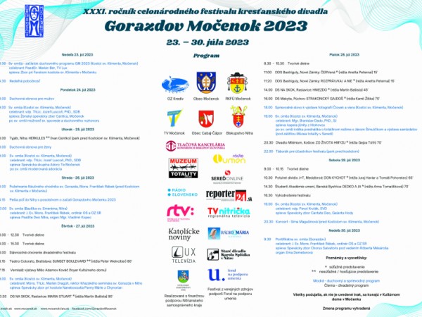 XXXI. ročník celonárodného festivalu kresťanského divadla Gorazdov Močenok 2023