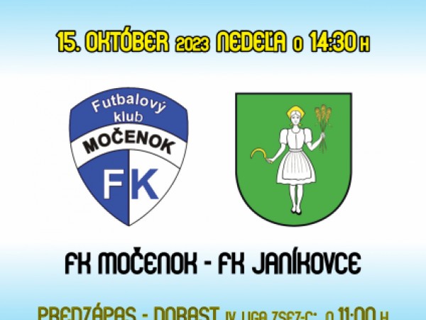 FK Močenok hostí Janíkovce