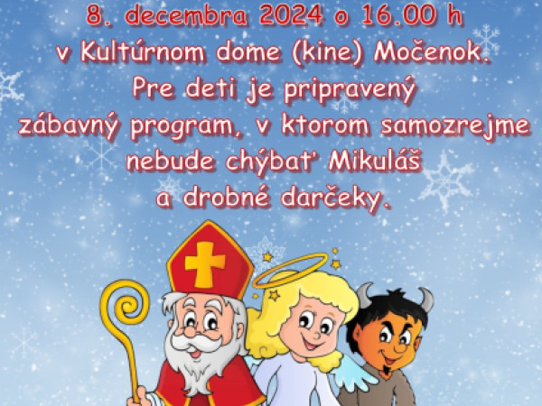 V kultúrnom dome sa uskutoční Mikulášsky program