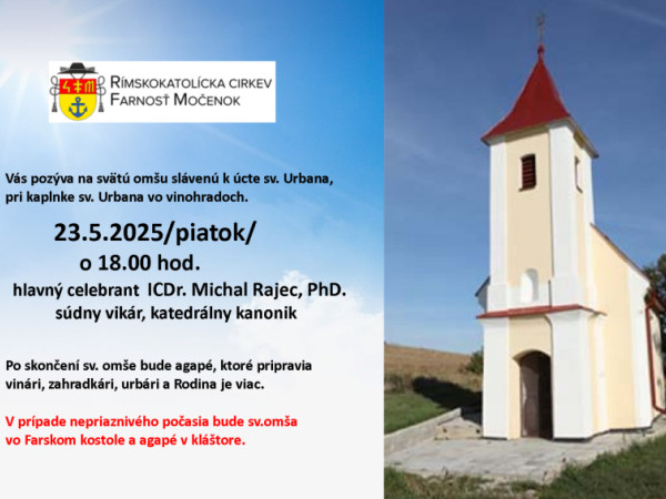 Sv. omša slávená k úcte sv. Urbana dňa 23.05.2025