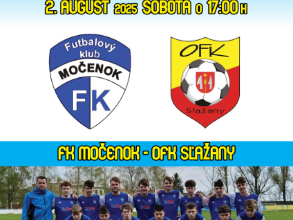 Futbalový klub Močenok vás srdečne pozýva na majstrovské stretnutie dorastencov túto sobotu 02.08.2025