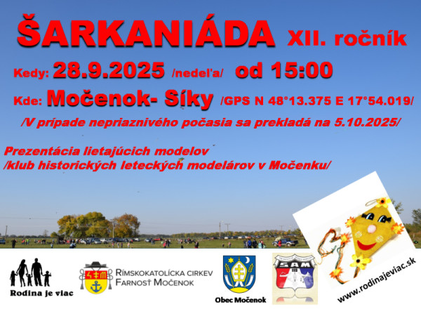 Šarkaniáda sa uskutoční v nedeľu 28. septembra 2025