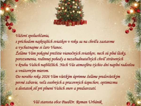 Vianočné a novoročné prianie