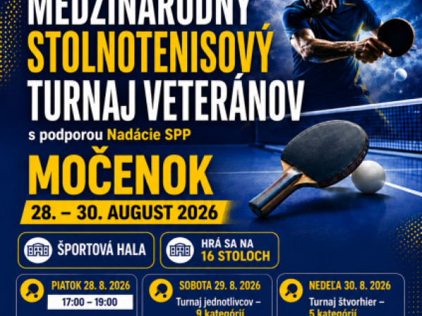 Medzinárodný stolnotenisový turnaj veteránov s podporou Nadácie SPP