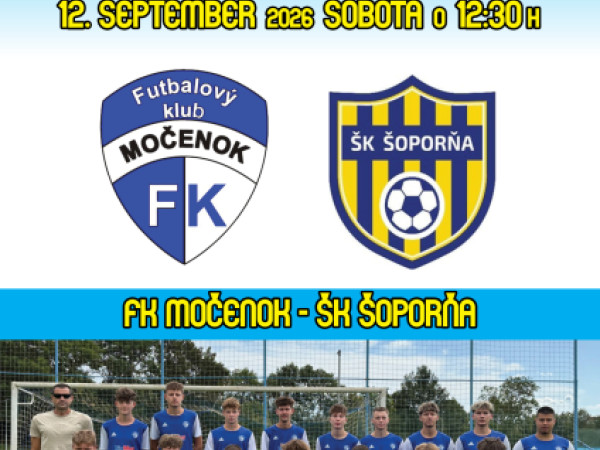 FK Močenok pozýva na zápas dorastencov, privítame súpera zo Šoporne