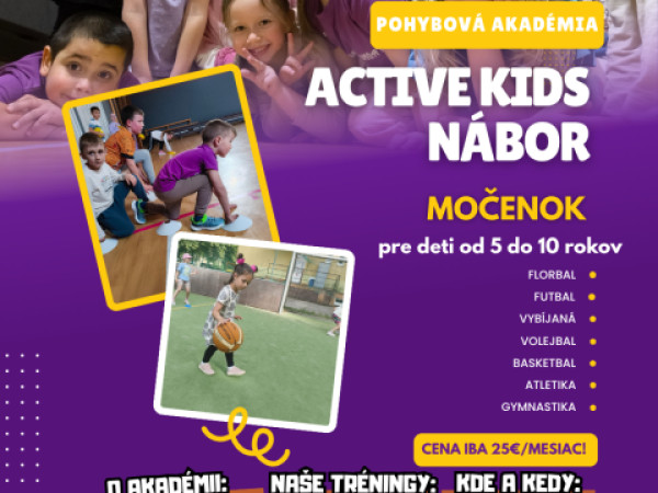 Pohybová akadémia Active Kids Močenok robí nábor nových detí